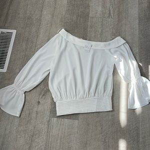 White Asymmetrical off shoulder blouse - NWT - size Small
